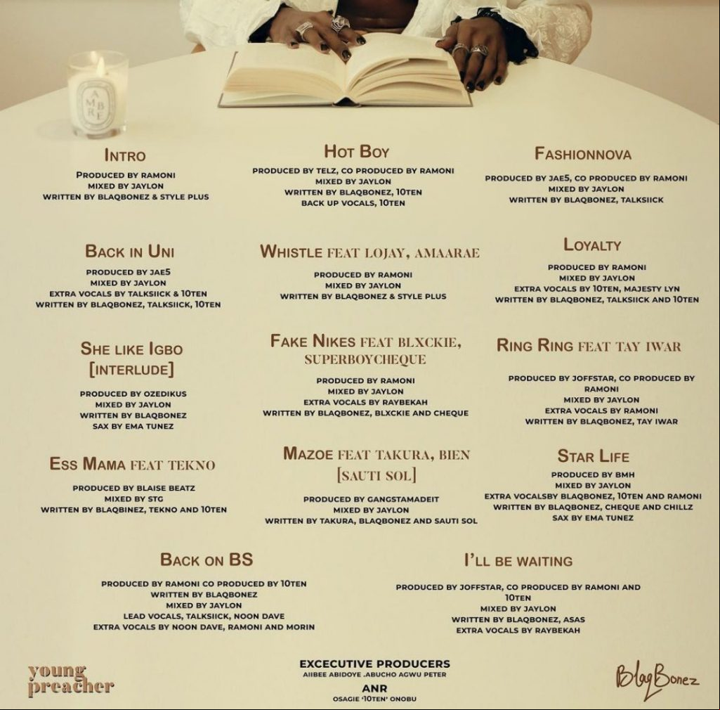 Blaqbonez Young Preacher Album Artwork Back Cover